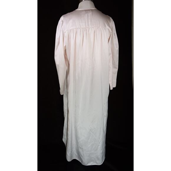 Flannel Backed Satin Night Gown Midi Lace Embroidery Grannycore Tiny Flaw - Picture 8 of 15